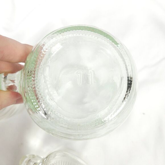 VTG Set of 4 Golden Harvest Mason Drinking Jar with Handles Green & Clear Glass - Picture 7 of 12